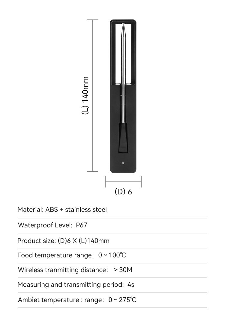 Wireless Smart Meat Thermometer,JW1906,31*46*20cm,Black
